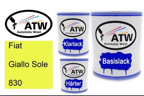 Fiat, Giallo Sole, 830: 1L Lackdose + 1L Klarlack + 500ml Härter - Set, von ATW Autoteile West.